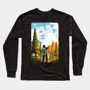 Hiking Recharging In Nature Outdoor Battery Long Sleeve T-Shirt